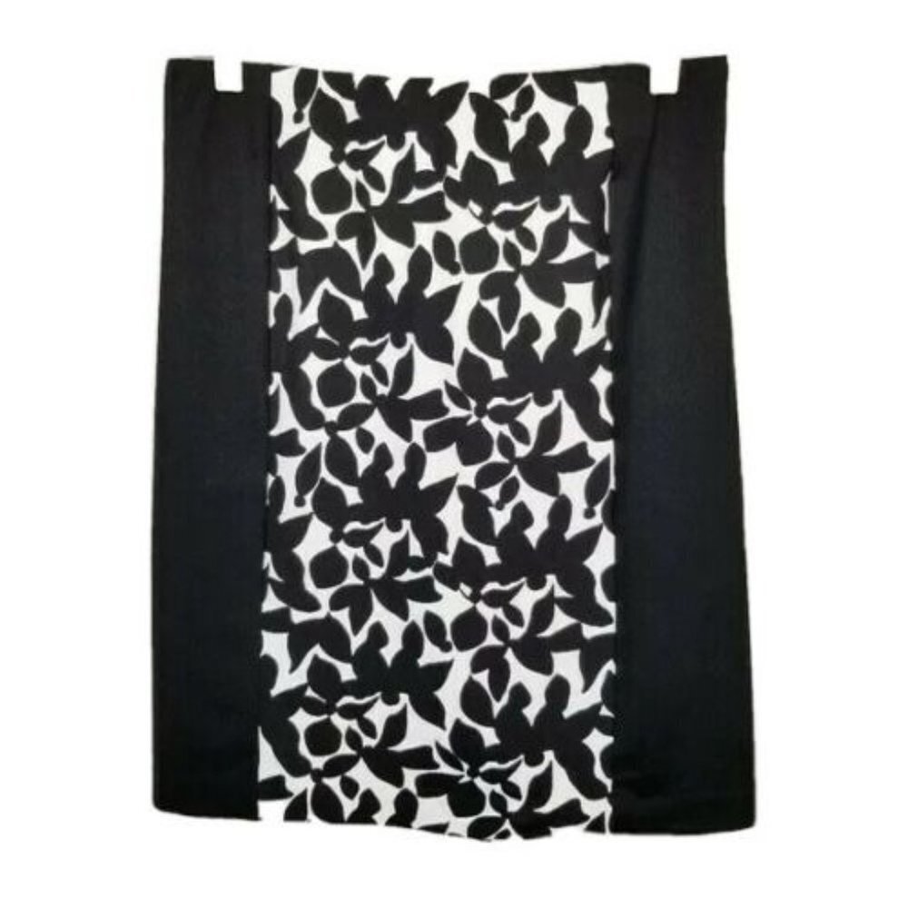 Cynthia Rowley Flower Panel Pencil Skirt Women's Medium Black White